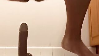 Girl has fun with herself w/ 8 inch dildo