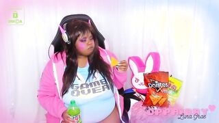 OPPAIBBY - CHUBBY D.VA MUKBANG STUFFING + BELLY WORSHIP (PREVIEW)
